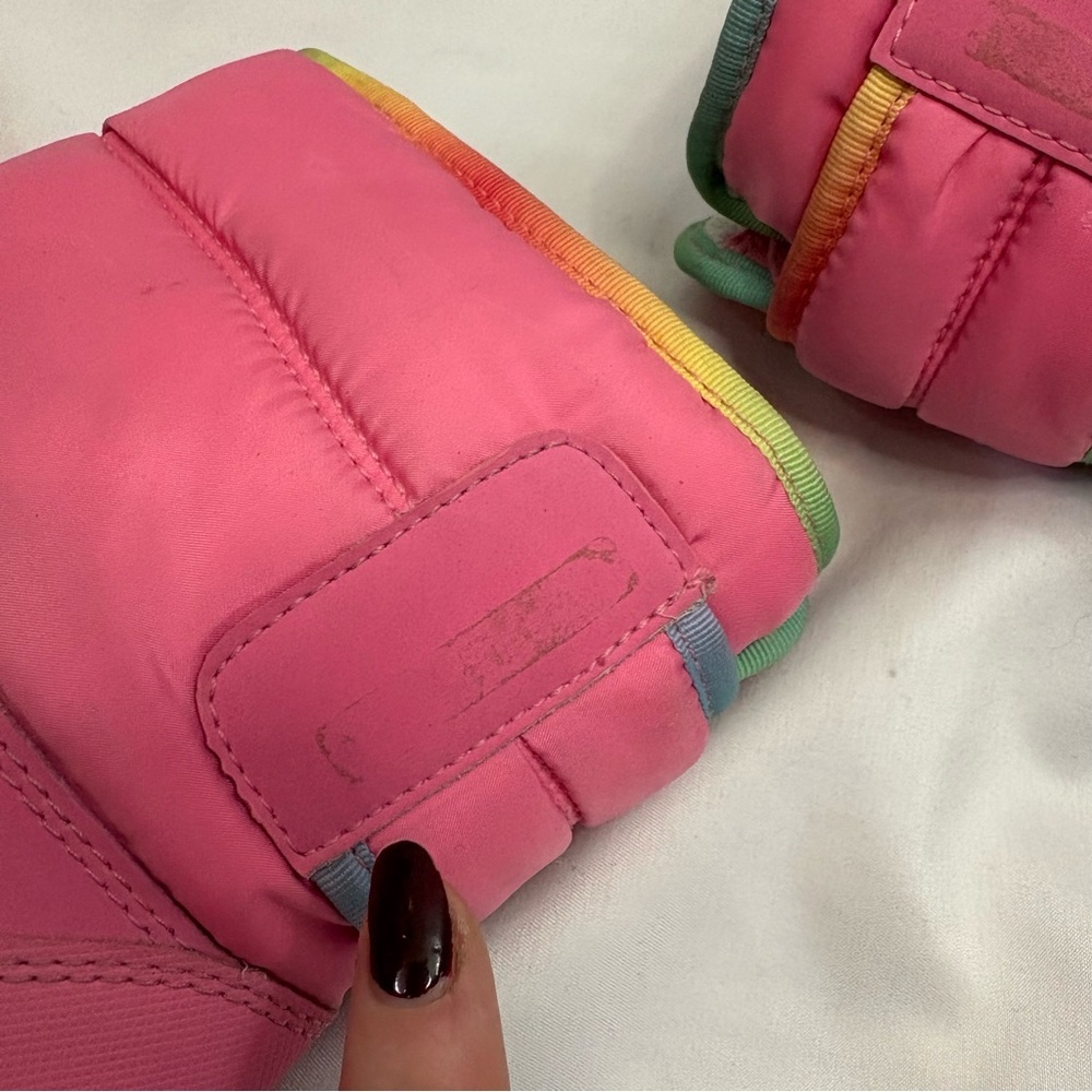 UGG Toty Weather Rainbow Waterproof Boots Pink Leather Nylon Sheepskin Insole - Picture 9 of 14